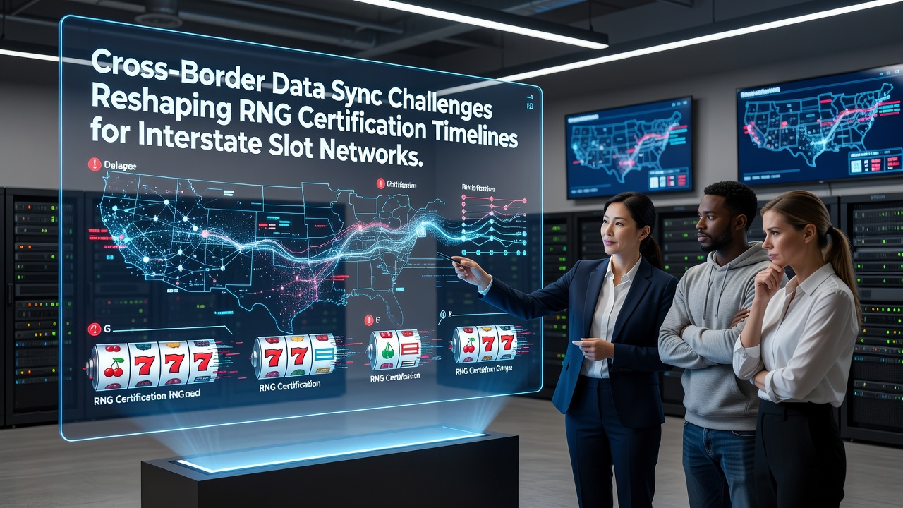 Diagram illustrating data synchronization barriers across state lines in interstate slot networks