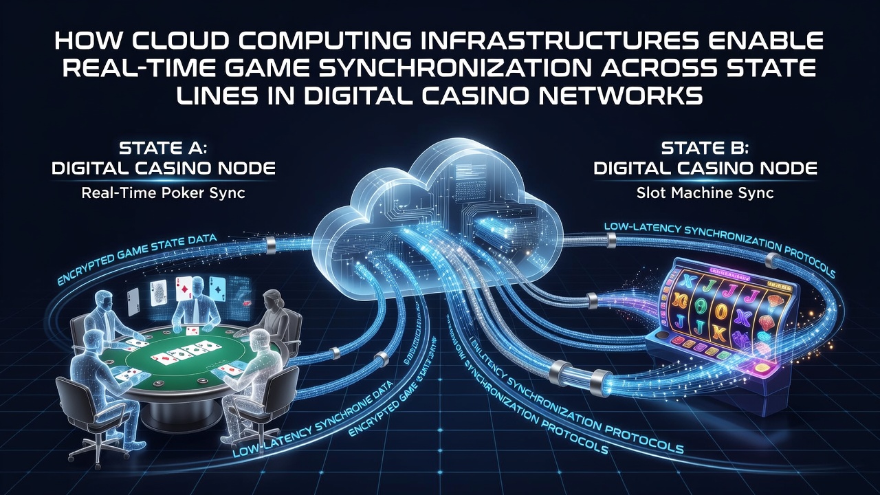 Cloud data centers supporting synchronized gaming networks across multiple states