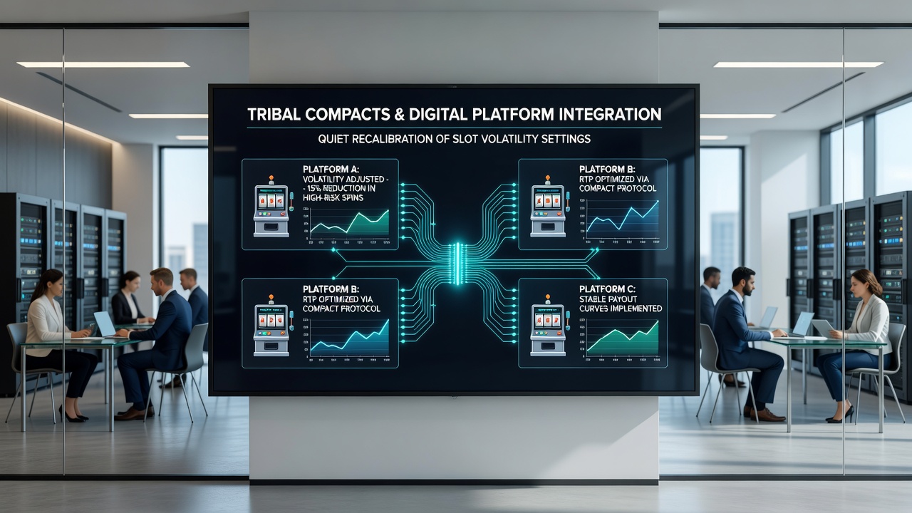 Digital slot game analytics dashboard displaying volatility metrics and market expansion data
