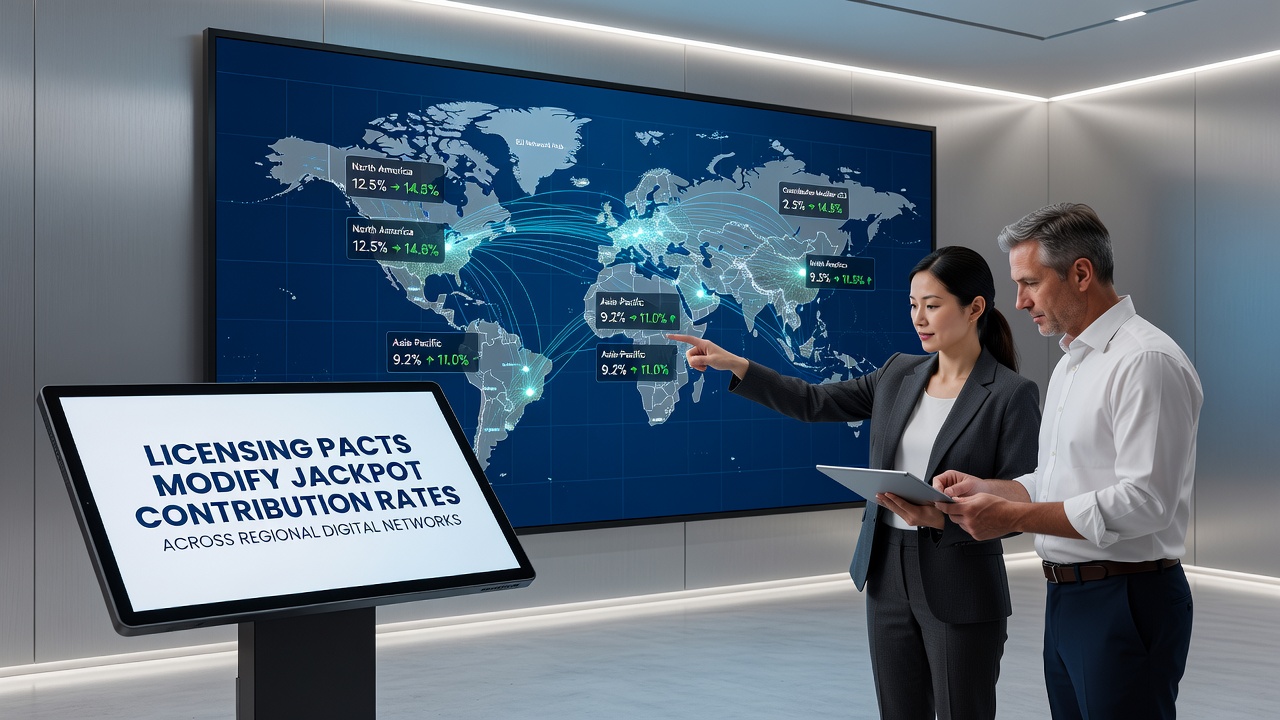 Map highlighting regional digital networks where licensing pacts have altered jackpot contribution rates